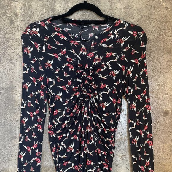 Isabel Marant Black and Red Floral Domino T-Shirt - Picture 1 of 4